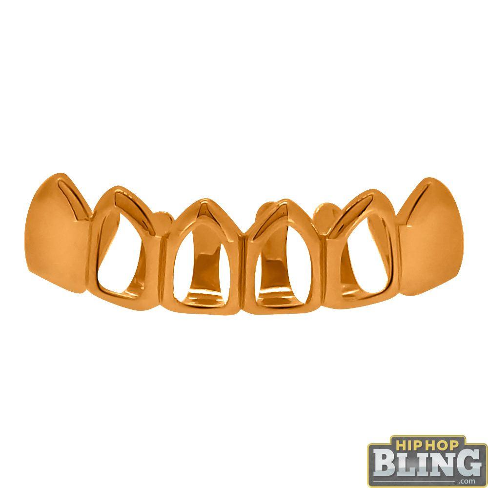 Rose Gold Hip Hop Grillz 4 Outline Bottom Teeth HipHopBling