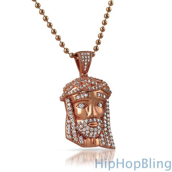 Rose Micro Jesus Piece Pendant HipHopBling