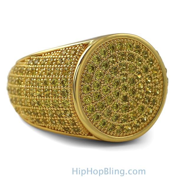 Round Lemonade CZ Micro Pave Bling Ring 7 HipHopBling