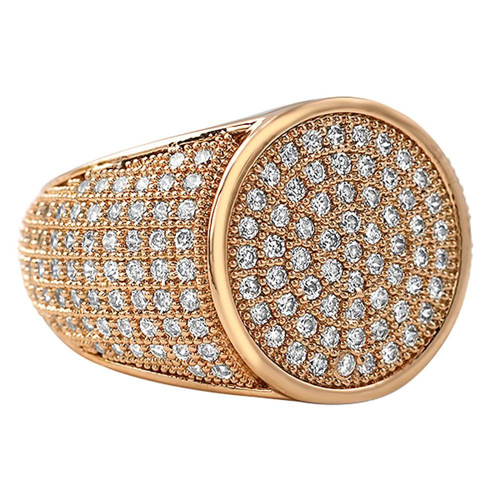 Round Rose Gold CZ Micro Pave Bling Ring 7 HipHopBling