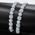 Round & Square Chunky CZ Iced out Chain .925 Sterling Silver 20" HipHopBling