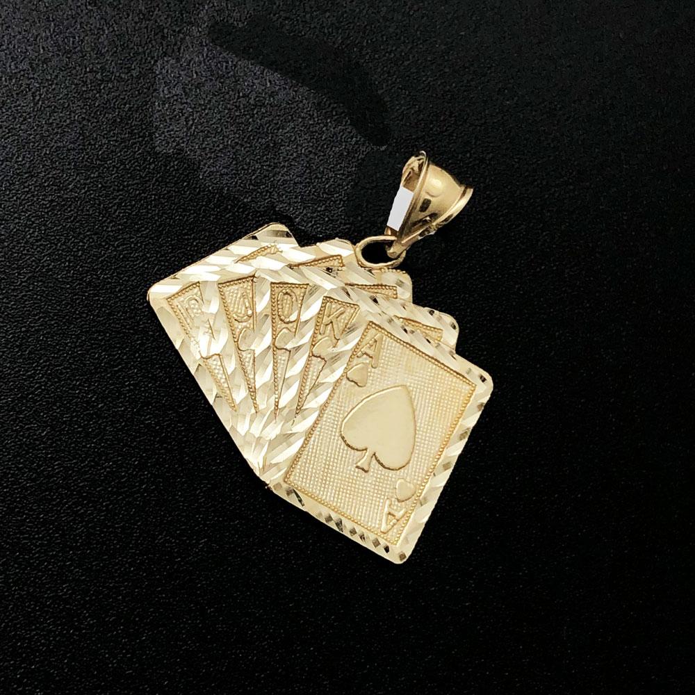 Royal Flush Medium DC 10K Yellow Gold Pendant HipHopBling