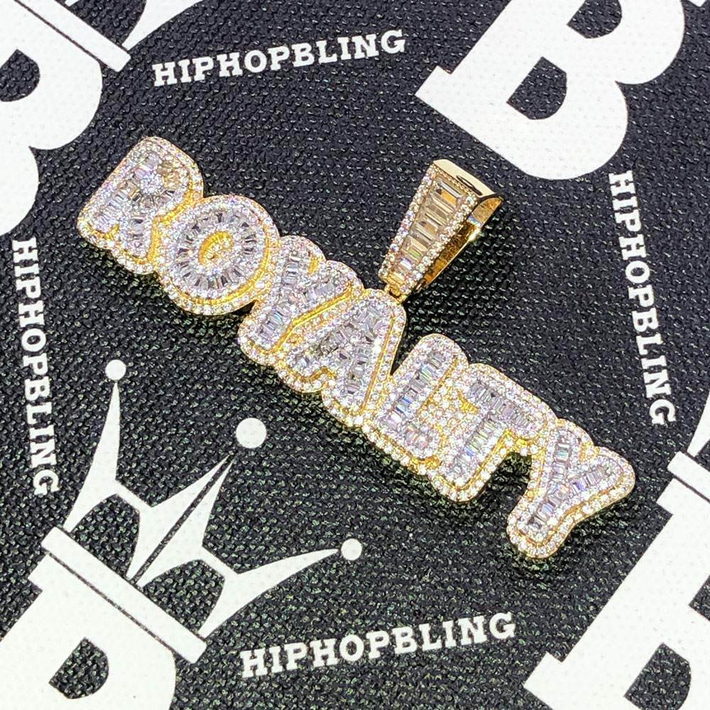 Royalty Baguette CZ Hip Hop Bling Bling Pendant Yellow Gold HipHopBling