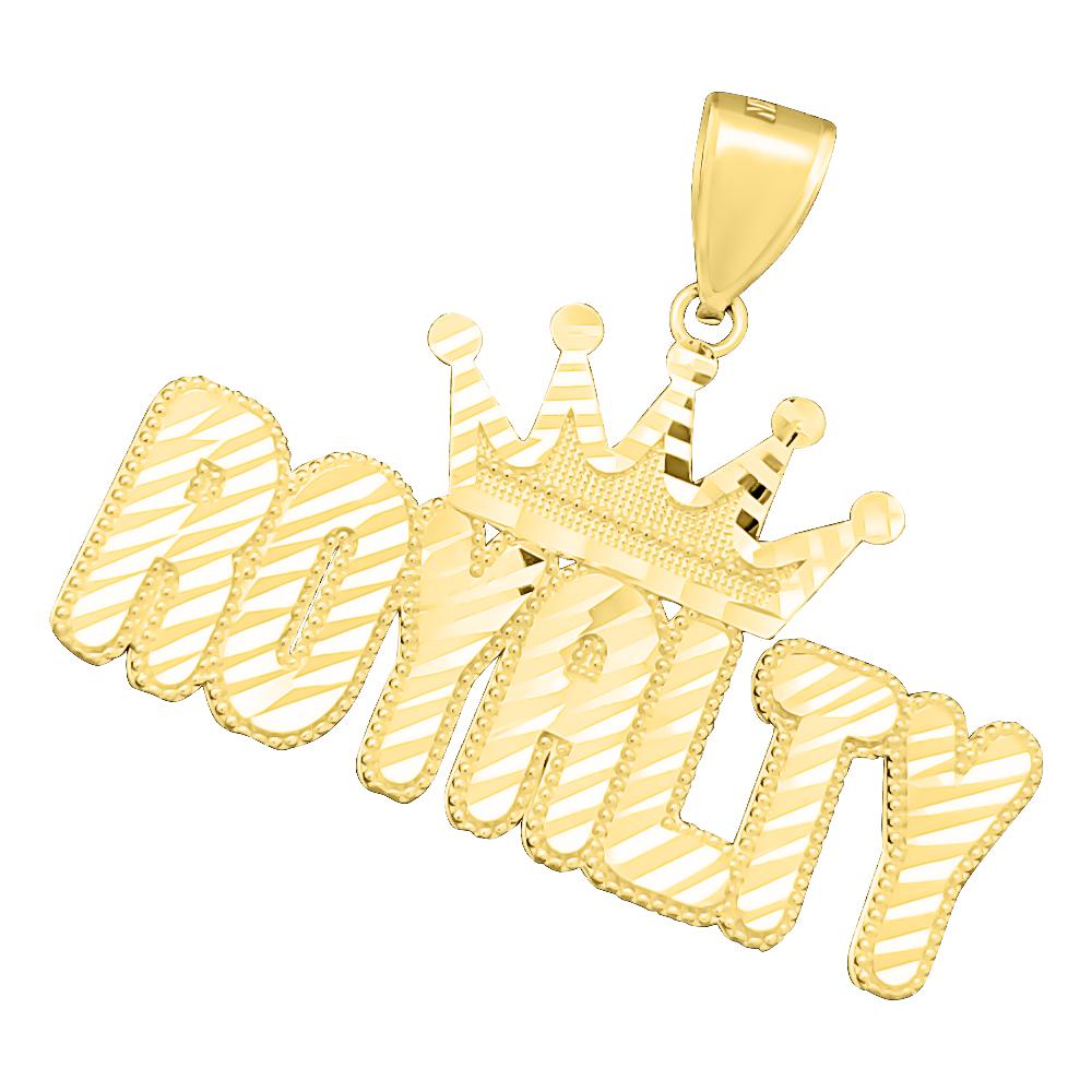 ROYALTY Crown DC 10K Yellow Gold Pendant HipHopBling
