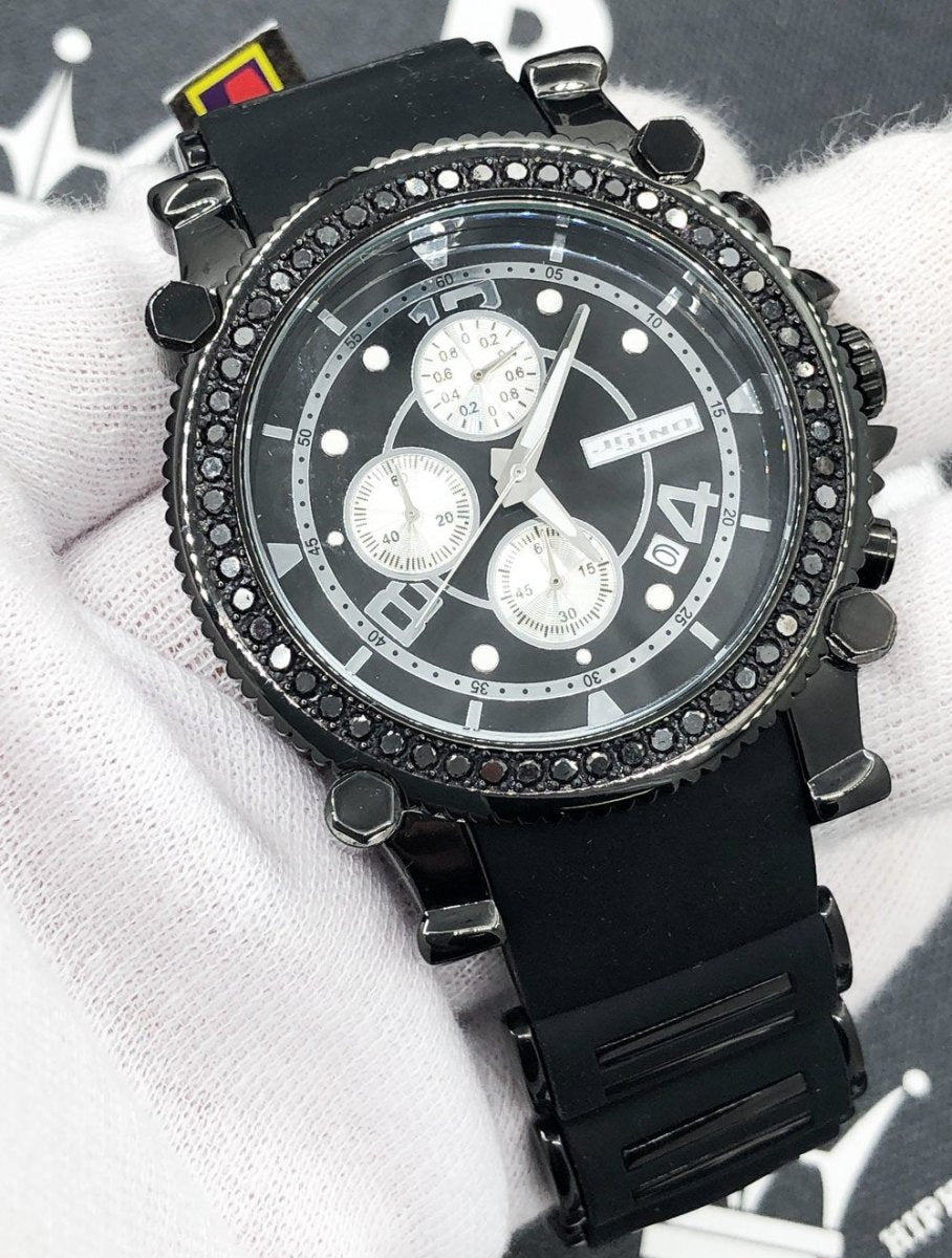 Rubber Strap 2.25 Carat Black Diamond Hip Hop Watch JoJino HipHopBling