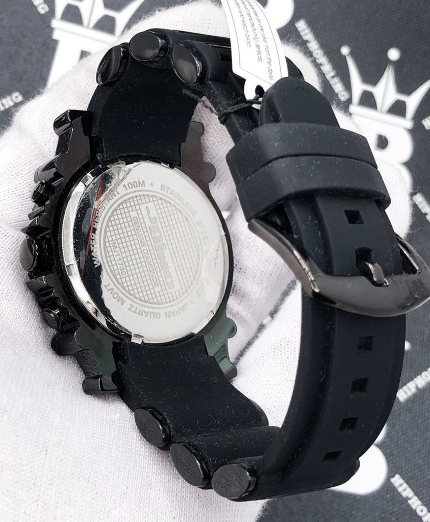 Rubber Strap 2.25 Carat Black Diamond Hip Hop Watch JoJino HipHopBling