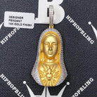 Sacred Heart of Mary CZ Hip Hop Bling Bling Pendant Yellow Gold HipHopBling