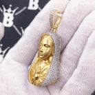 Sacred Heart of Mary CZ Hip Hop Bling Bling Pendant Yellow Gold HipHopBling