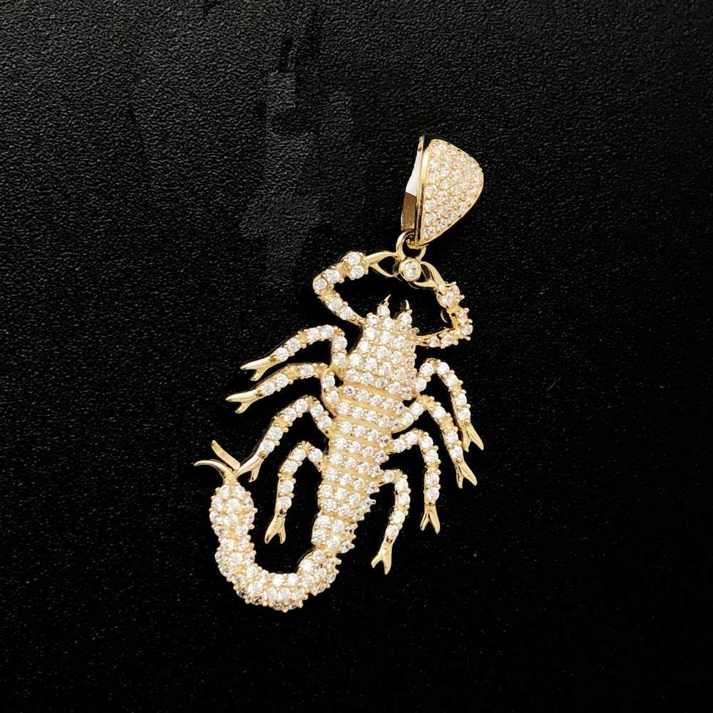 Scorpion CZ 10K Yellow Gold Pendant HipHopBling
