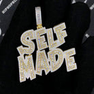 SELF MADE Baguette VVS CZ Hip Hop Bling Pendant Yellow Gold HipHopBling
