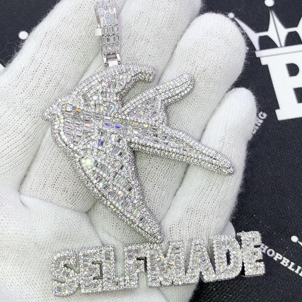 Self Made Bird CZ Hip Hop Bling Iced Out Pendant White Gold HipHopBling