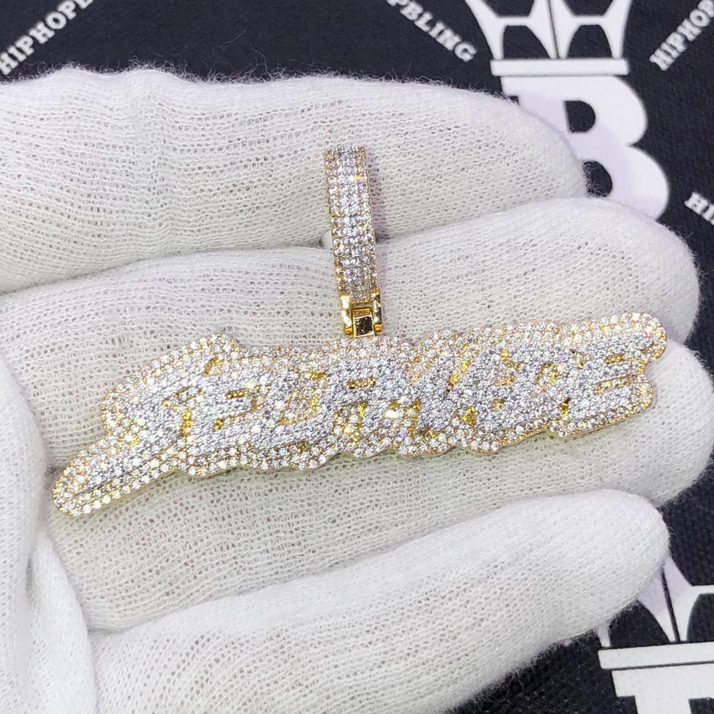 Self Made Brush VVS CZ Hip Hop Bling Iced Out Pendant Yellow Gold HipHopBling