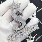 Self Made S Crown CZ Hip Hop Iced Out Pendant White Gold HipHopBling