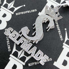 Self Made S Crown CZ Hip Hop Iced Out Pendant White Gold HipHopBling