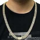 Sharp 14MM Cuban Iced Out Chain Yellow Gold 18" HipHopBling