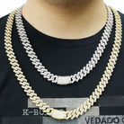 Sharp 14MM Cuban Iced Out Chain Yellow Gold 18" HipHopBling