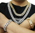 Sharp 19MM Cuban Iced Out Chain White Gold 20" HipHopBling