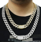Sharp 19MM Cuban Iced Out Chain White Gold 20" HipHopBling