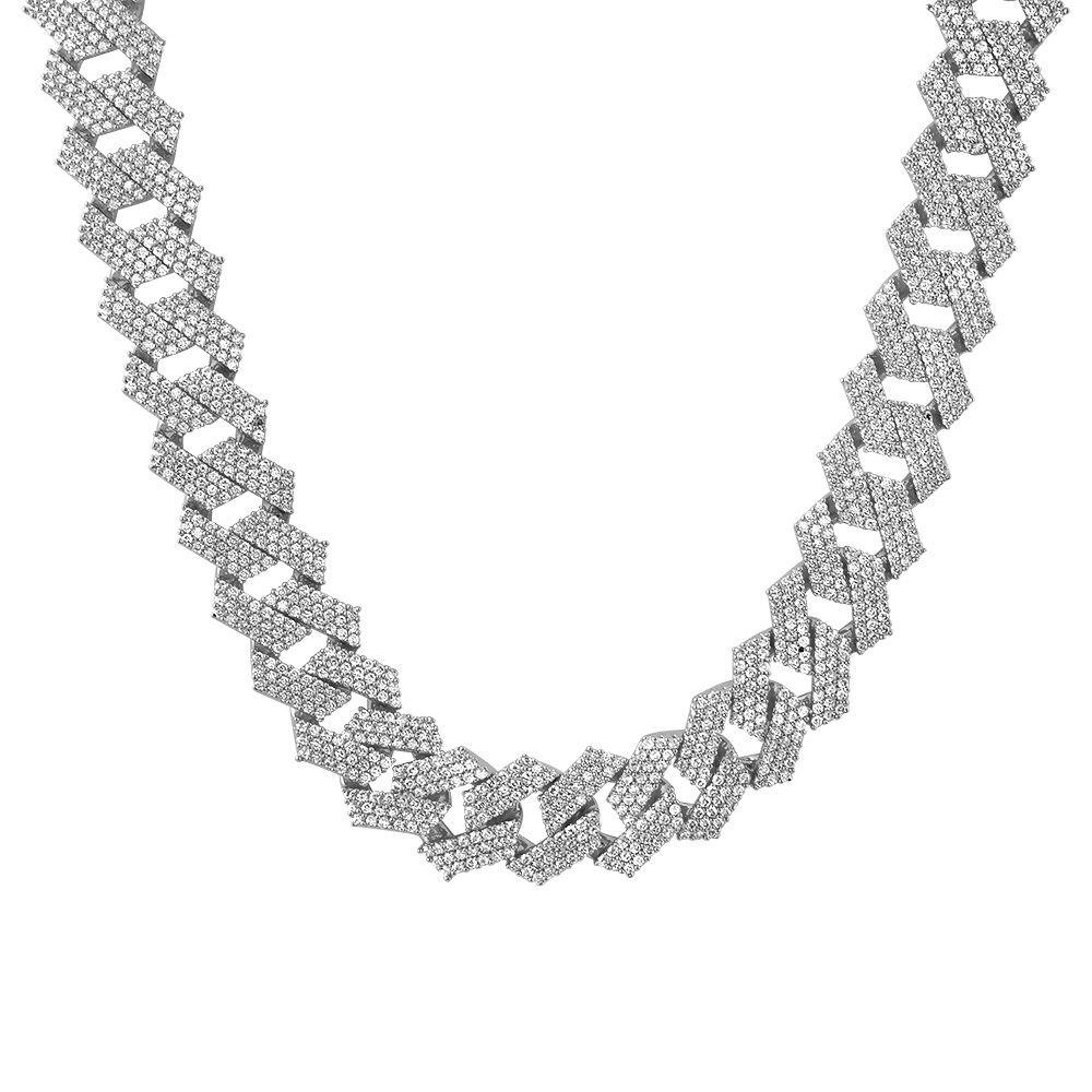 Sharp 19MM Cuban Iced Out Chain White Gold 20" HipHopBling