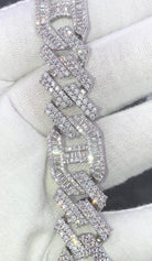 Sharp Baguette Mariner Figaro Iced Out Hip Hop Bracelet White Gold 8" HipHopBling