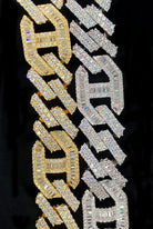 Sharp Baguette Mariner Figaro Iced Out Hip Hop Bracelet White Gold 8" HipHopBling