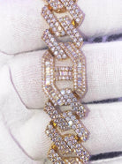 Sharp Baguette Mariner Figaro Iced Out Hip Hop Bracelet Yellow Gold 8" HipHopBling