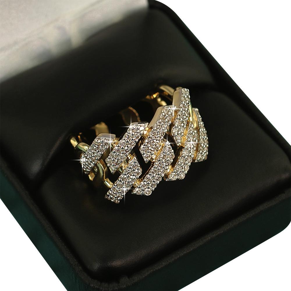 Sharp Cuban 1.12cttw Diamond Ring 10K Yellow Gold HipHopBling