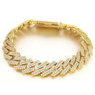 Sharp Cuban 14MM Bling Bling Bracelet Yellow Gold 7" HipHopBling