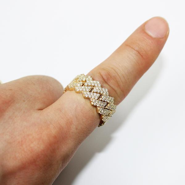 Sharp Cuban 3.02cttw Diamond 14K Yellow Gold Eternity Ring HipHopBling