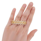 Sharp Cuban Bling Bling 2 Finger Ring Yellow Gold One Size HipHopBling