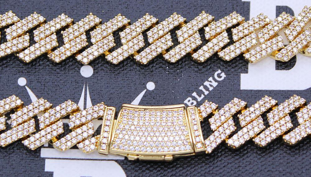 Sharp Cuban Bling Bling Chain 14MM White / Yellow Gold Yellow Gold 30" HipHopBling