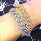 Sharp Cuban Link Hip Hop Bling Bling 14MM Bracelet White Gold 7" HipHopBling