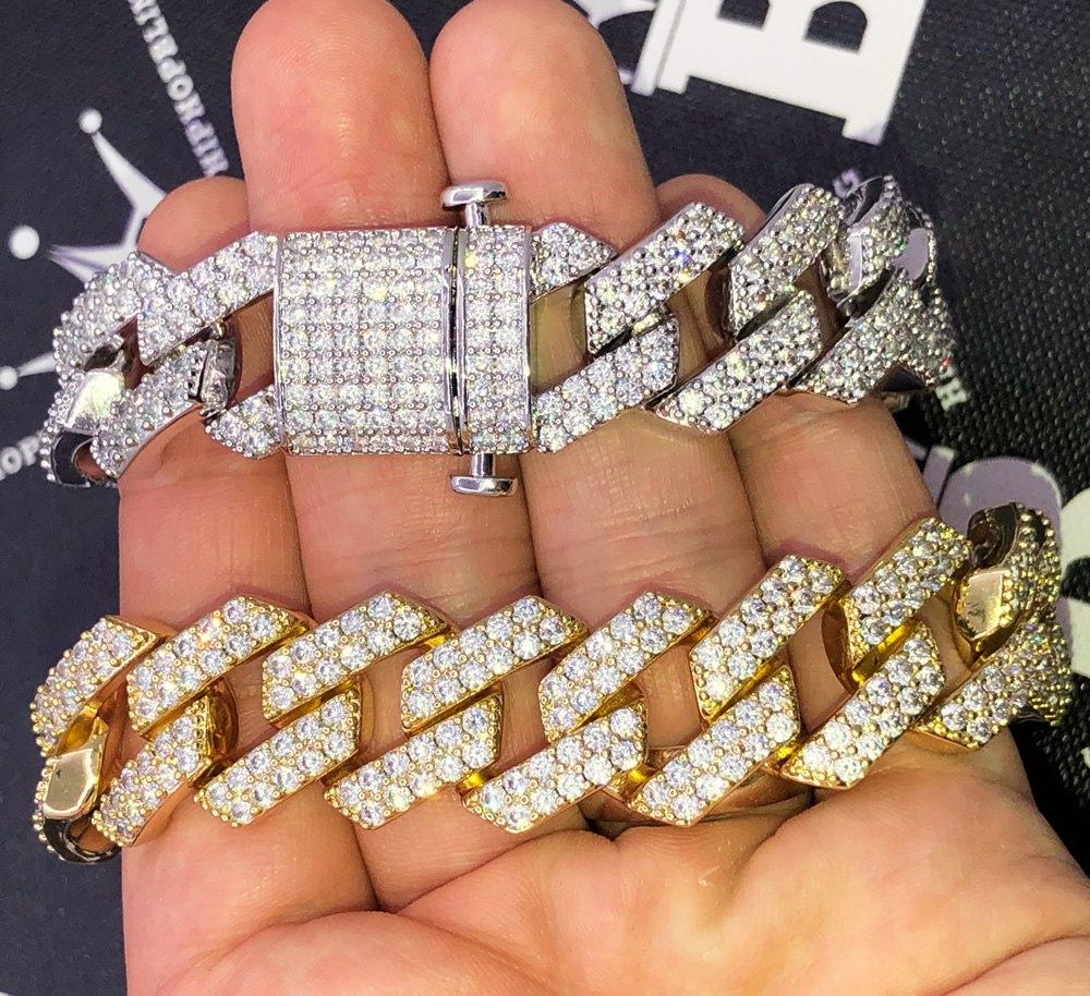 Sharp Cuban Link Hip Hop Bling Bling 20MM Bracelet Yellow Gold 7" HipHopBling
