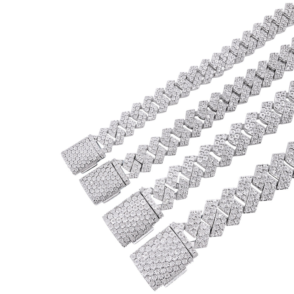 Sharp Cuban Miracle Set Real Diamond Bracelet .925 Sterling Silver | 4 Sizes 13MM HipHopBling