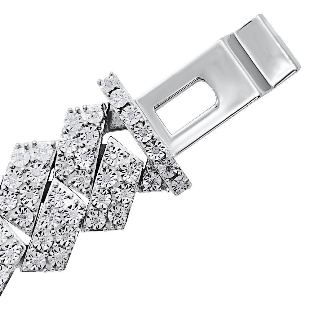 Sharp Cuban Miracle Set Real Diamond Bracelet .925 Sterling Silver | 4 Sizes HipHopBling