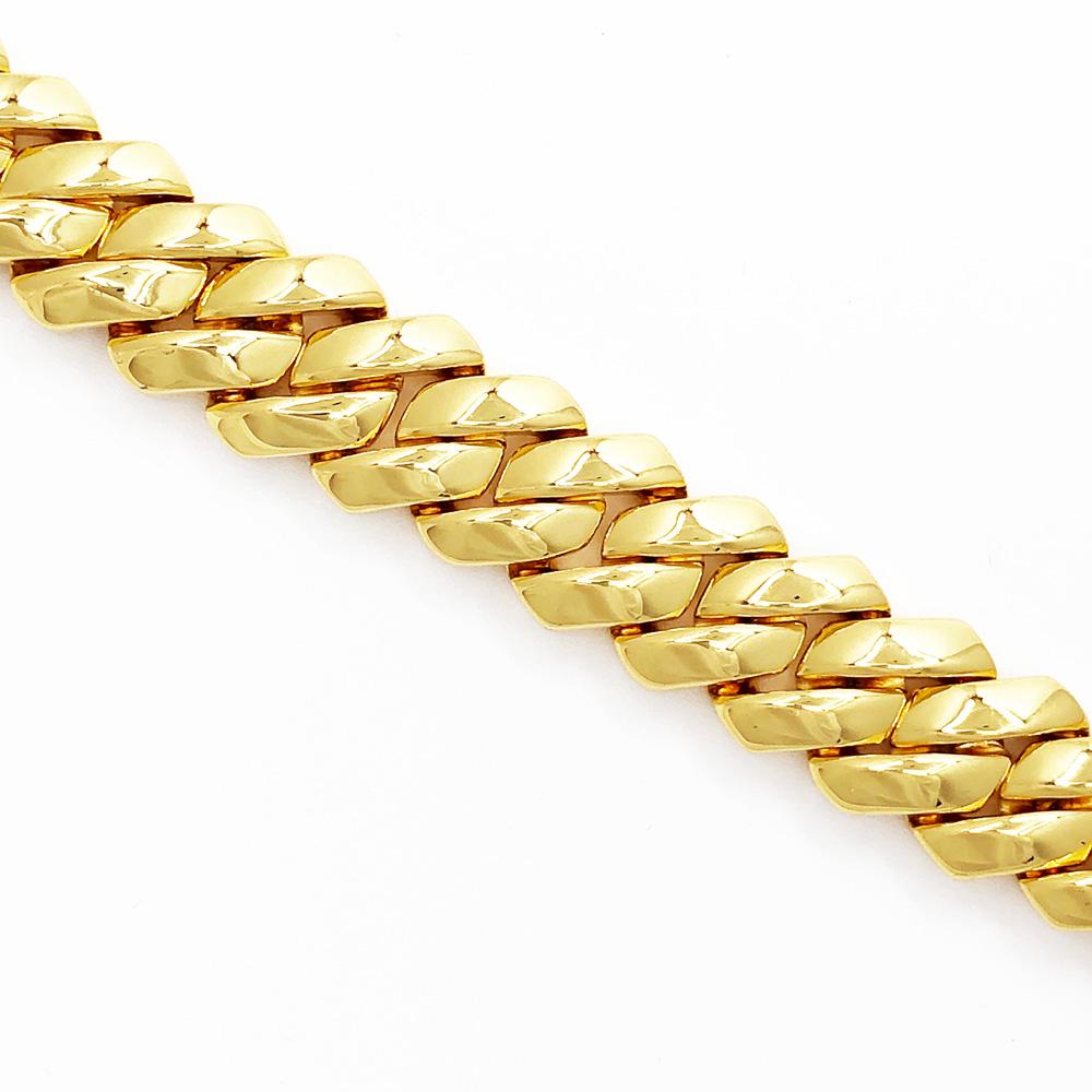 Sharp Cuban Polished Hip Hop Chain Yellow Gold 18" HipHopBling