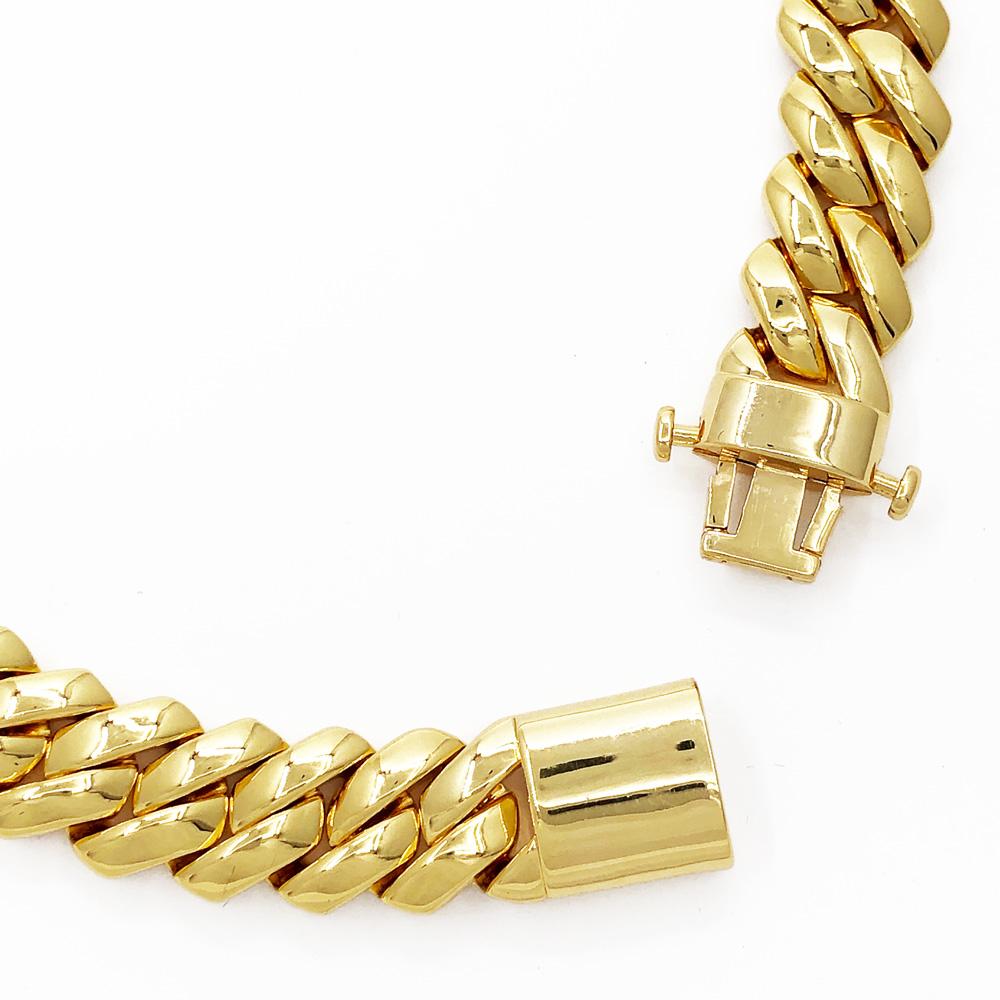 Sharp Cuban Polished Hip Hop Chain Yellow Gold 18" HipHopBling