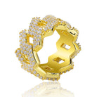 Sharp Gold Cuban Link Eternity Mens VVS Iced Out Ring 7 HipHopBling