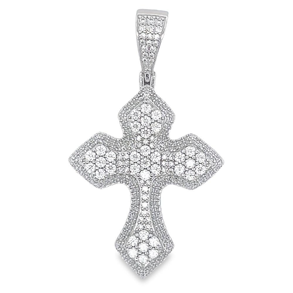 Sharp Layered Cross 2.48 Carat VVS Moissanite Pendant .925 Sterling Silver HipHopBling