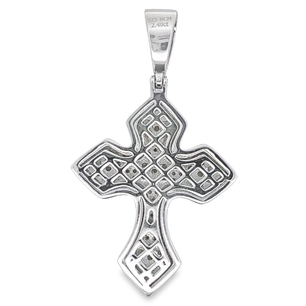Sharp Layered Cross 2.48 Carat VVS Moissanite Pendant .925 Sterling Silver HipHopBling