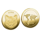 SHIBA Coin Iced Out Frame Pendant Yellow Gold Tennis CZ Frame HipHopBling
