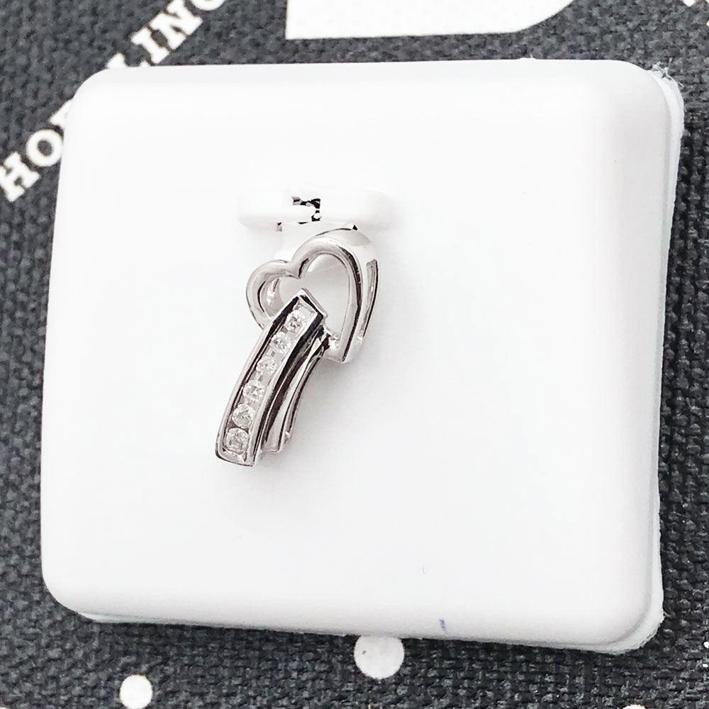 Shooting Heart Diamond .08 Carat Pendant 14K White Gold HipHopBling