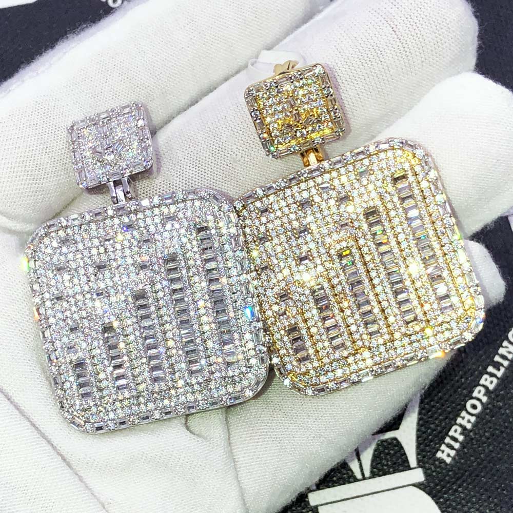 Signal Bars Baguette VVS CZ Hip Hop Iced Out Pendant Yellow Gold HipHopBling