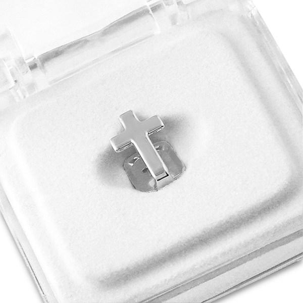 Silver Cross Tooth Grillz Cap HipHopBling