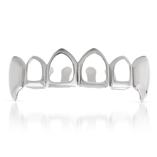 Silver Fang Grillz 4 Open Teeth Top HipHopBling