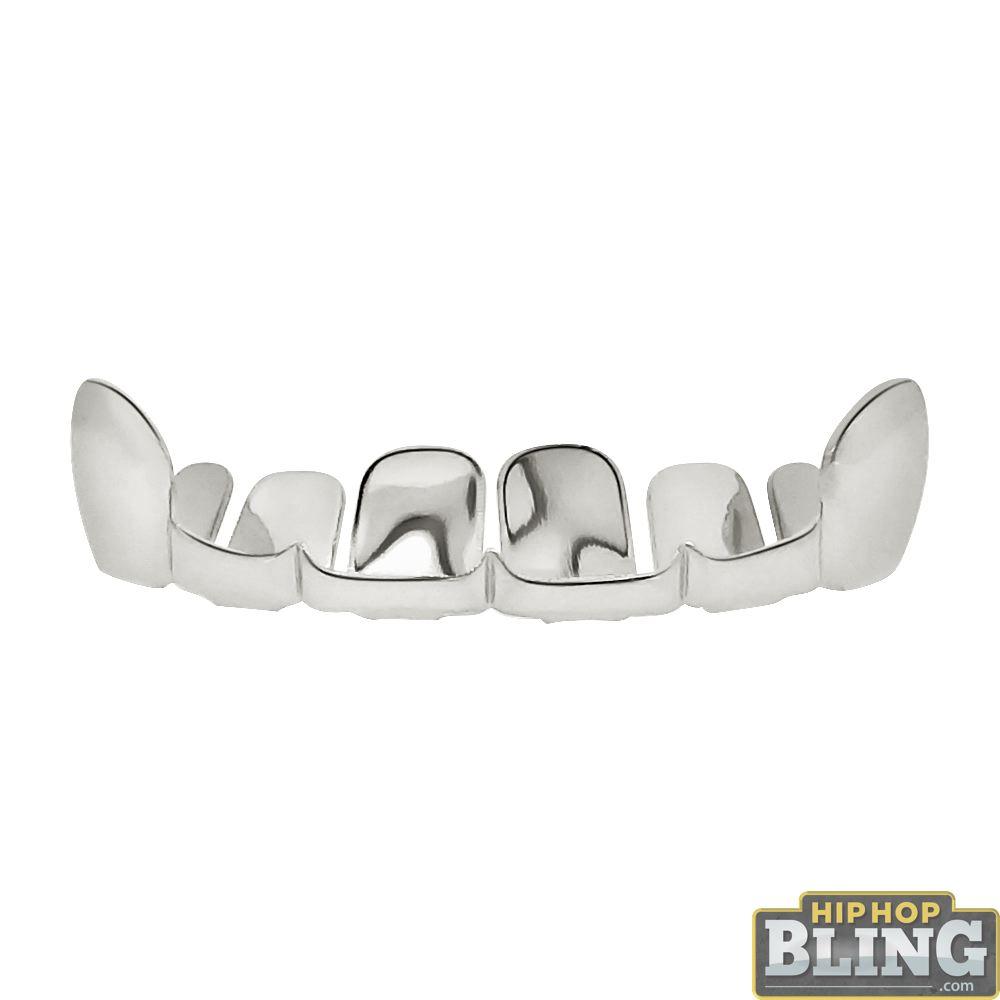 Silver Grillz Half Open Top Teeth HipHopBling