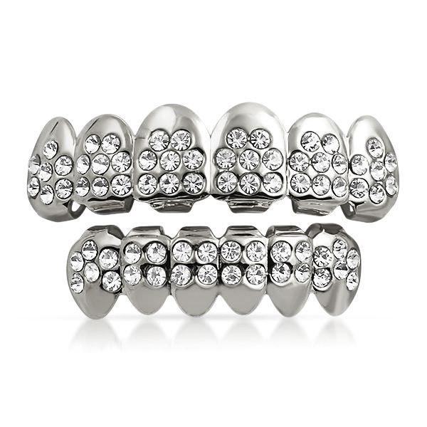 Silver Grillz Set Starburst Bling Bling Teeth HipHopBling