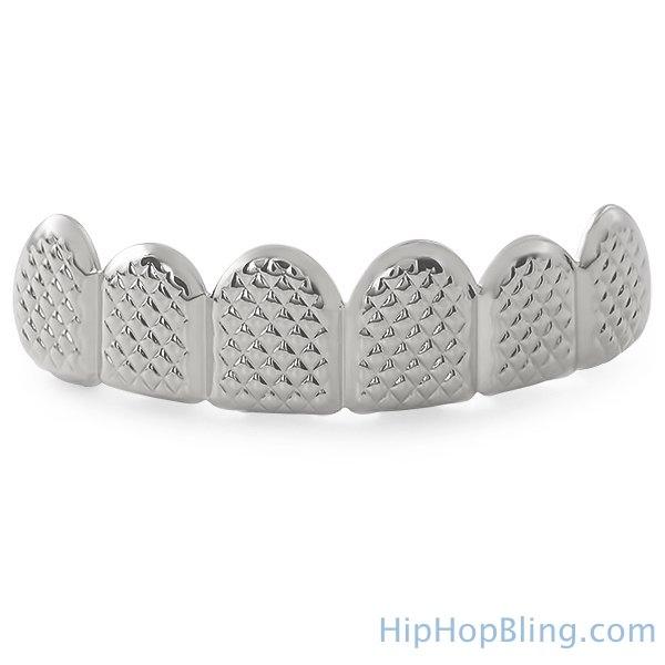 Silver Grillz Textured Custom Teeth HipHopBling