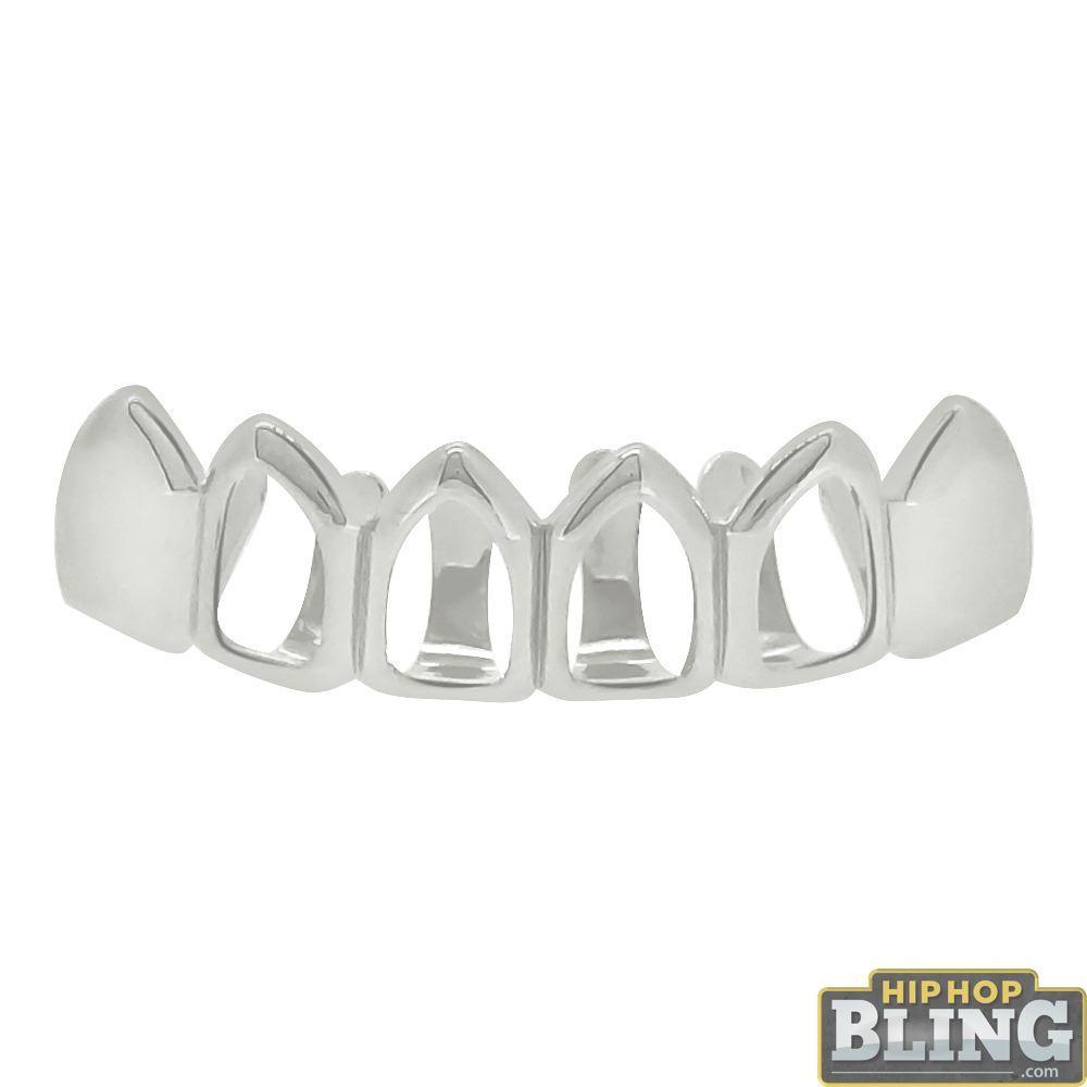 Silver Hip Hop Grillz 4 Outline Bottom Teeth HipHopBling