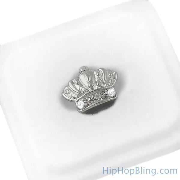 Silver King Crown Cap Tooth Grillz HipHopBling